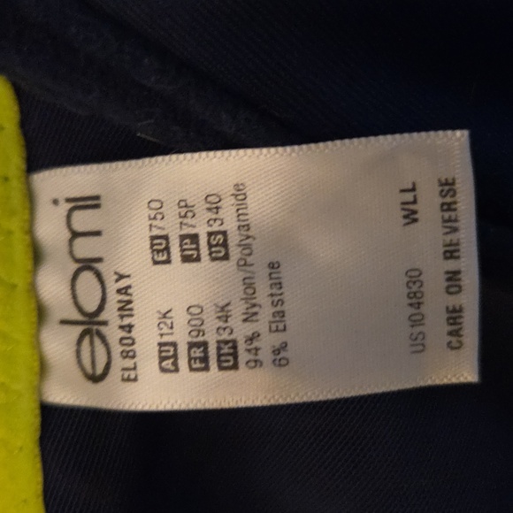 Elomi Underwire Sports Bra Size 34O - Dark Blue + Bright Green - Picture 7 of 8